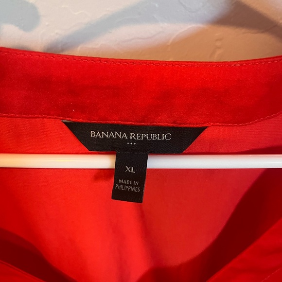 Banana Republic Red Satin Blend Cinch Waist Top - Picture 2 of 3
